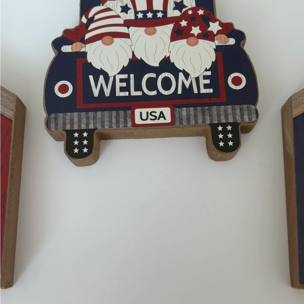 Patriotic Welcome standing Wood Decor Set - Picture 4 of 5
